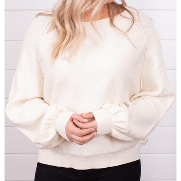 Free People Tops - Free People Found My Friend Pullover cream off white long sleeve size small
